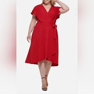 DKNY Faux Wrap Dress w/Belt SZ14/16